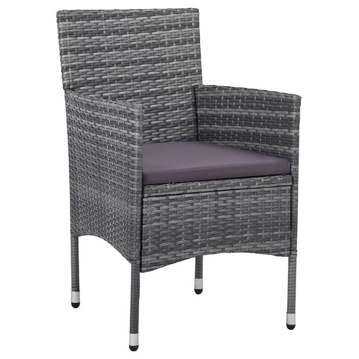 Mobilier à dîner de jardin 3 pcs Résine tressée Gris 2 - Photo n°3