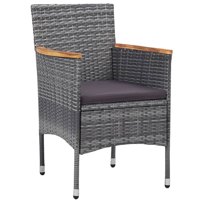 Mobilier à dîner de jardin 3 pcs Résine tressée Gris - Photo n°3