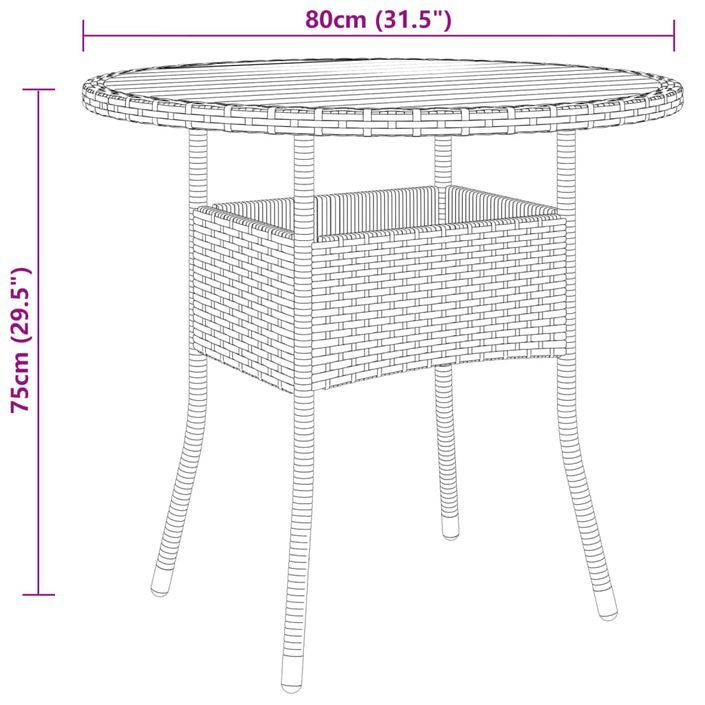 Mobilier à dîner de jardin 3 pcs Résine tressée Gris - Photo n°8