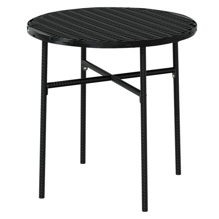 Mobilier à dîner de jardin 3 pcs Résine tressée Noir - Photo n°5