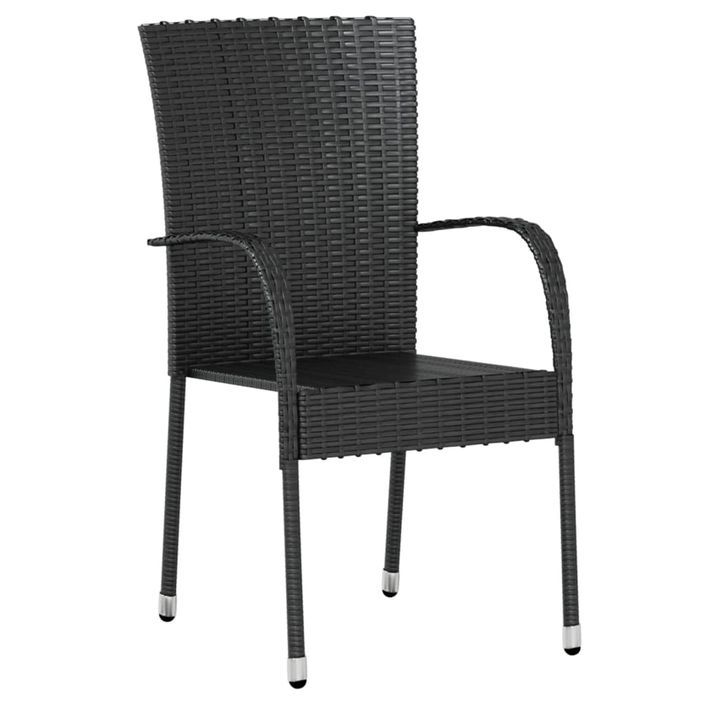 Mobilier à dîner de jardin 3 pcs Résine tressée Noir - Photo n°3