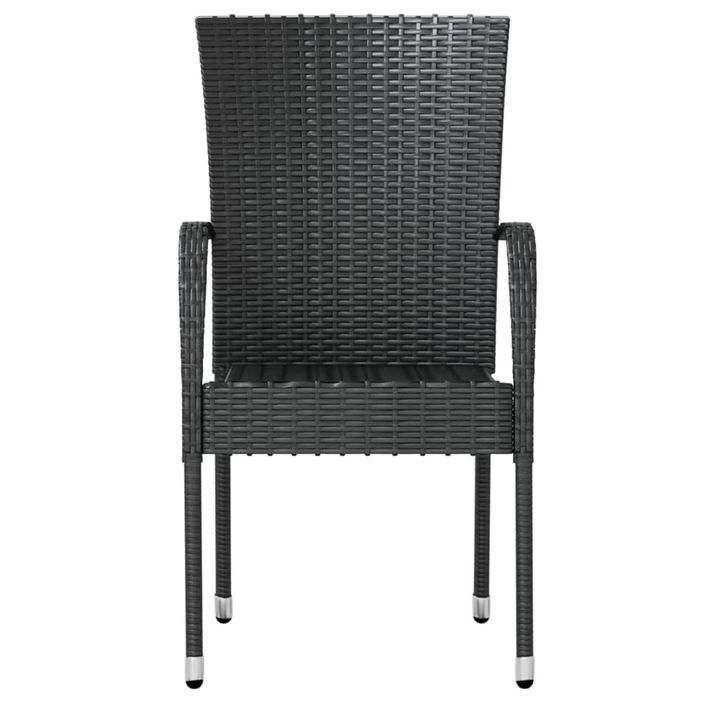 Mobilier à dîner de jardin 3 pcs Résine tressée Noir - Photo n°4