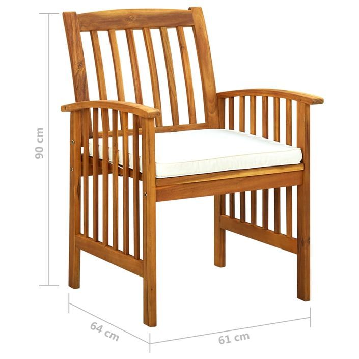 Mobilier à dîner de jardin 5 pcs avec coussins Acacia solide - Photo n°9