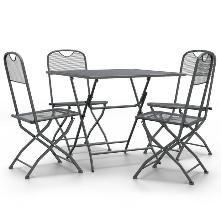 Mobilier à dîner de jardin 5 pcs Maille Métal Anthracite 2 - Photo n°1