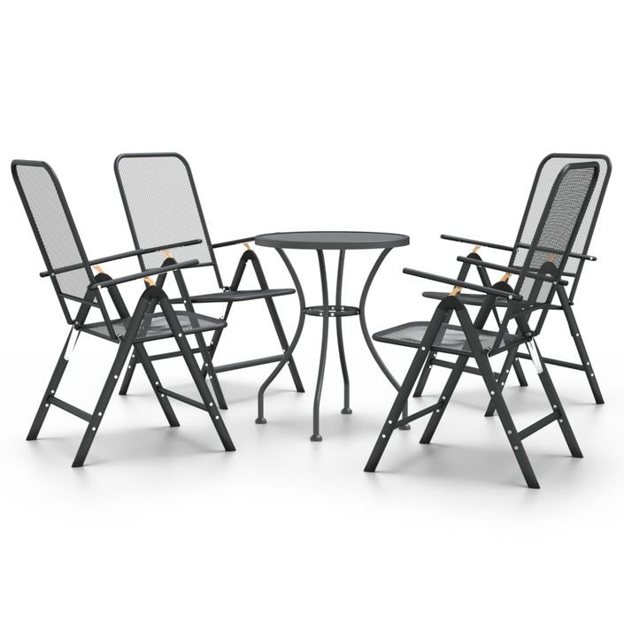 Mobilier à dîner de jardin 5 pcs Maille Métal Anthracite 4 - Photo n°1