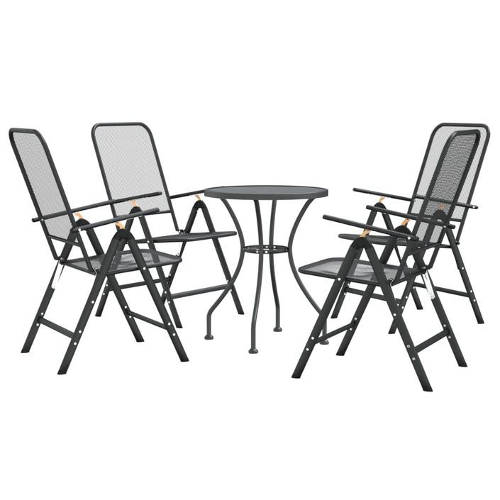 Mobilier à dîner de jardin 5 pcs Maille Métal Anthracite 4 - Photo n°3