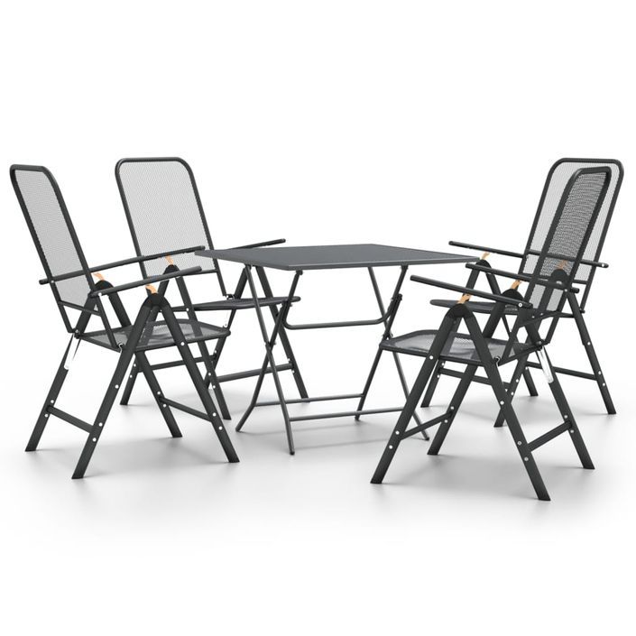 Mobilier à dîner de jardin 5 pcs Maille Métal Anthracite - Photo n°2