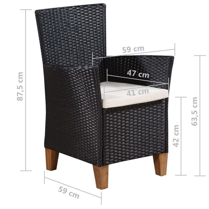 Mobilier à dîner de jardin 5 pcs Résine tressée Noir et marron - Photo n°7