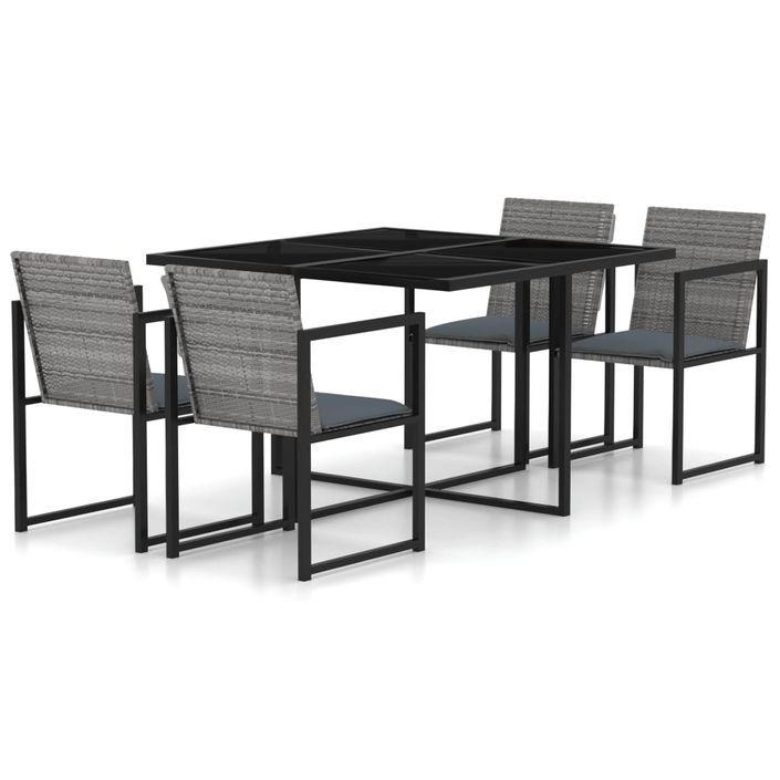 Mobilier à dîner de jardin 5pcs et coussins Résine tressée Gris 2 - Photo n°1