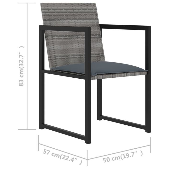 Mobilier à dîner de jardin 5pcs et coussins Résine tressée Gris 2 - Photo n°10