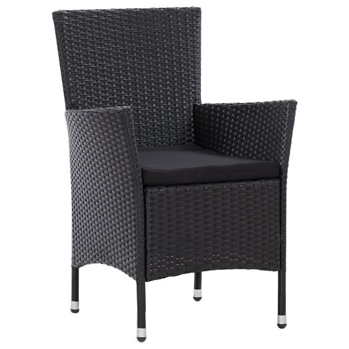 Mobilier à dîner de jardin 5pcs et coussins Résine tressée Noir 3 - Photo n°5