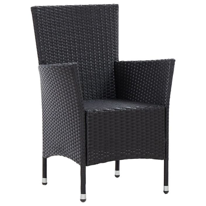 Mobilier à dîner de jardin 5pcs et coussins Résine tressée Noir 3 - Photo n°6