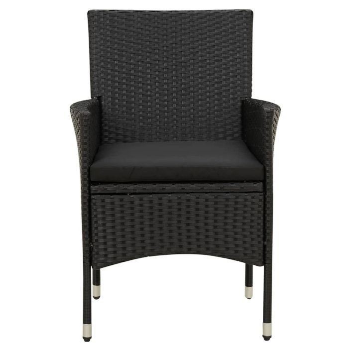 Mobilier à dîner de jardin 5pcs et coussins Résine tressée Noir 2 - Photo n°4