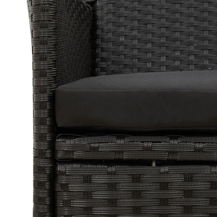 Mobilier à dîner de jardin 5pcs et coussins Résine tressée Noir 2 - Photo n°7