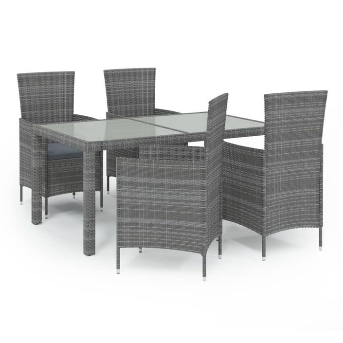 Mobilier à dîner de jardin 5pcs et coussins résine tressée vris - Photo n°2