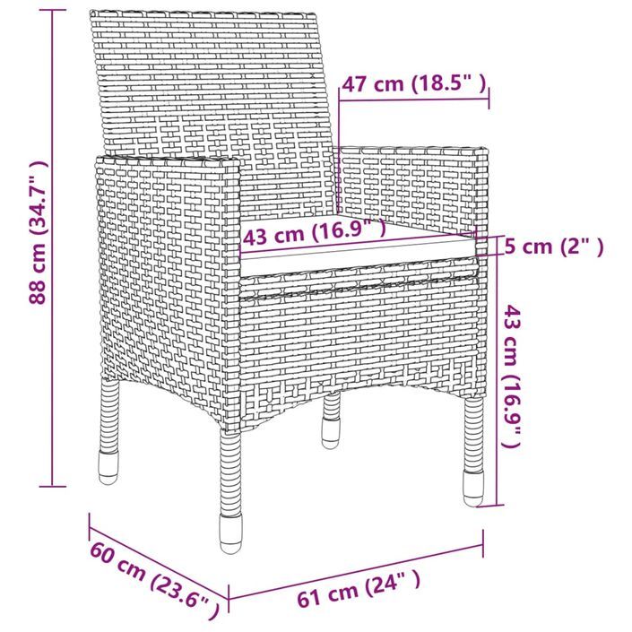 Mobilier à dîner de jardin 5pcs et coussins résine tressée vris - Photo n°6