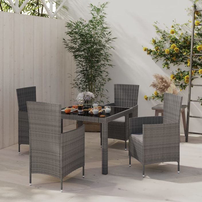 Mobilier à dîner de jardin 5pcs et coussins résine tressée vris - Photo n°1