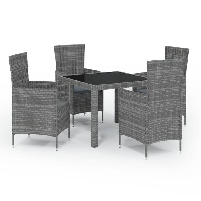 Mobilier à dîner de jardin 5pcs et coussins résine tressée vris - Photo n°2