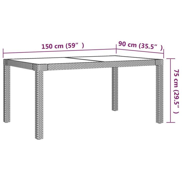 Mobilier à dîner de jardin 5pcs et coussins résine tressée vris - Photo n°6