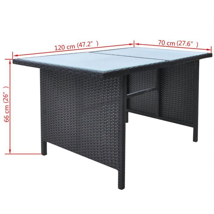 Mobilier à dîner de jardin 6pcs et coussins Résine tressée Noir - Photo n°9