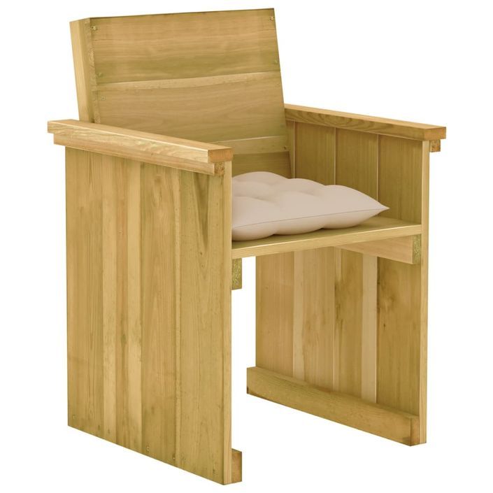 Mobilier à dîner de jardin 7 pcs avec coussins Pin imprégné 4 - Photo n°4