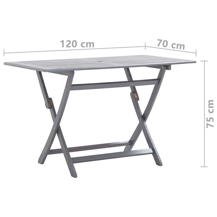 Mobilier à dîner de jardin 7 pcs Bois d'acacia massif Gris 2 - Photo n°10