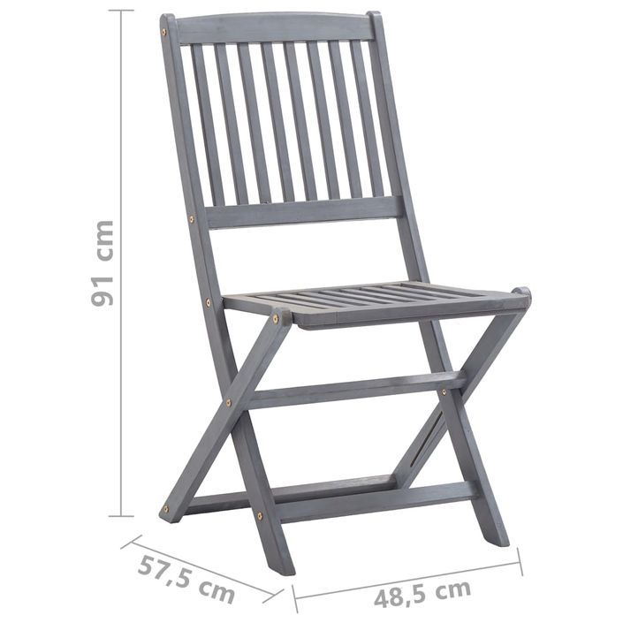 Mobilier à dîner de jardin 7 pcs Bois d'acacia massif Gris 2 - Photo n°11