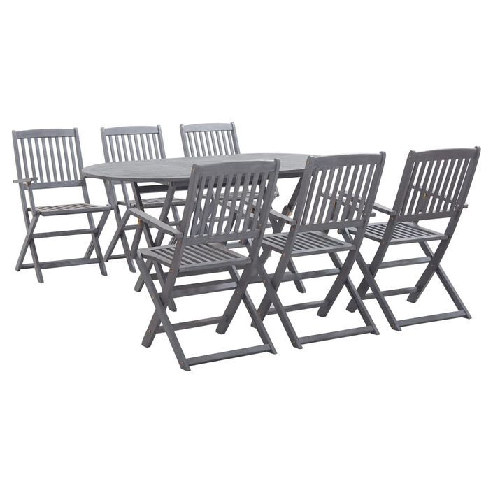 Mobilier à dîner de jardin 7 pcs Bois d'acacia massif Gris 4 - Photo n°1