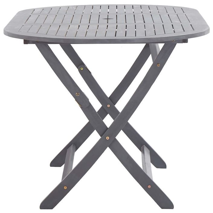 Mobilier à dîner de jardin 7 pcs Bois d'acacia massif Gris 4 - Photo n°6