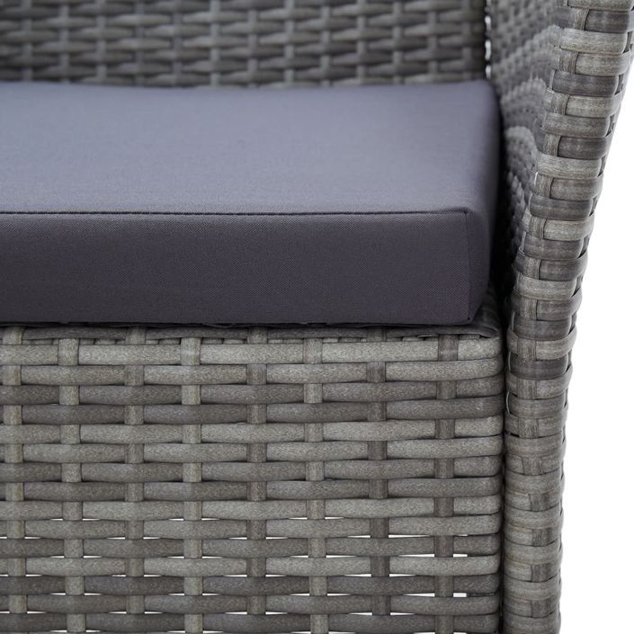 Mobilier à dîner de jardin 7pcs et coussins Résine tressée Gris 5 - Photo n°10