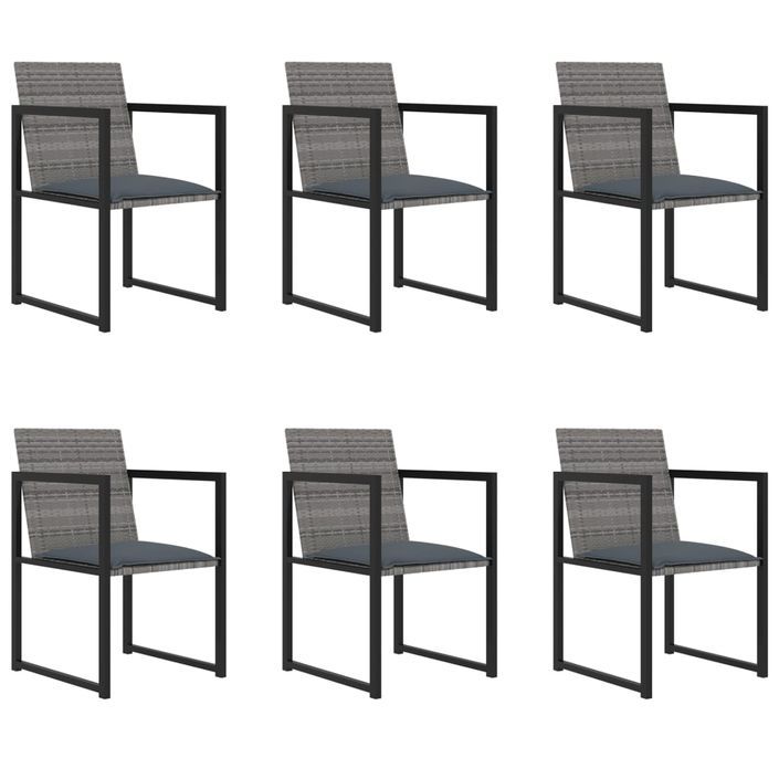 Mobilier à dîner de jardin 7pcs et coussins Résine tressée Gris 3 - Photo n°2