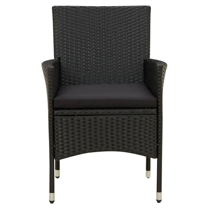 Mobilier à dîner de jardin 7pcs et coussins Résine tressée Noir - Photo n°4