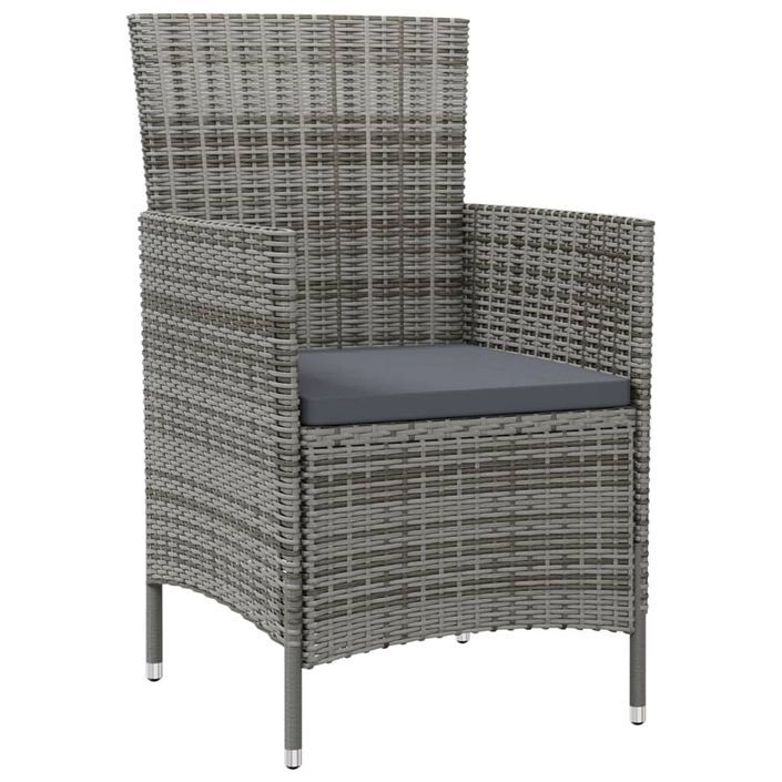 Mobilier à dîner de jardin 9pcs et coussins Résine tressée Gris - Photo n°4