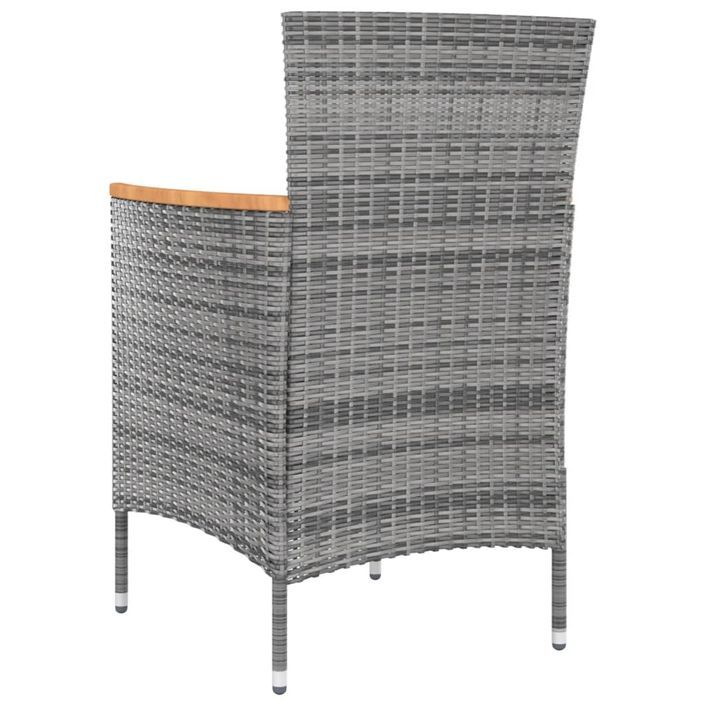 Mobilier à dîner de jardin 9pcs et coussins Résine tressée Gris - Photo n°6