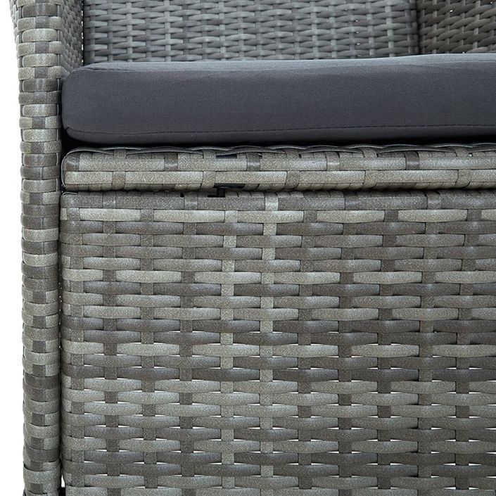 Mobilier à dîner de jardin 9pcs et coussins Résine tressée Gris - Photo n°7