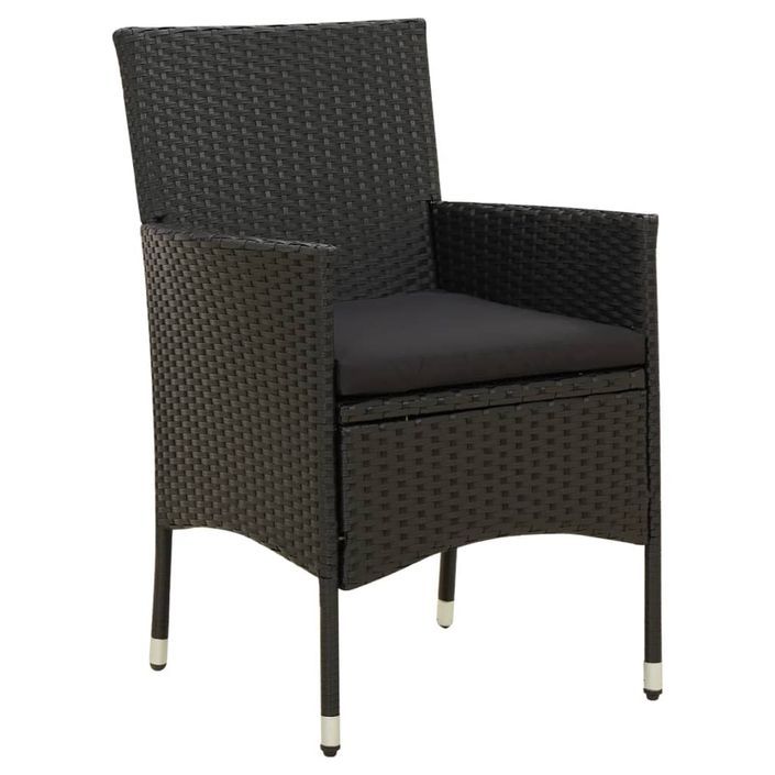 Mobilier à dîner de jardin 9pcs et coussins Résine tressée Noir - Photo n°3