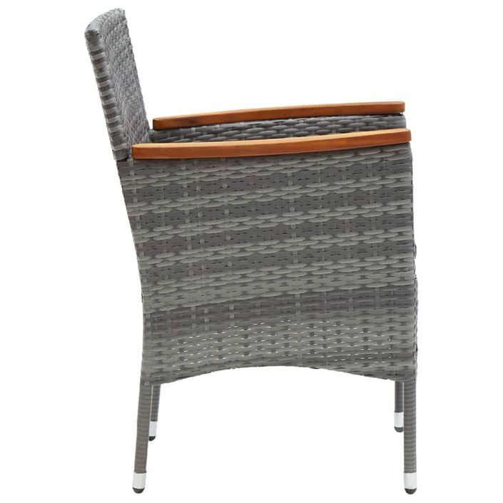 Mobilier à dîner de jardin et coussins 3pcs Résine tressée Gris 3 - Photo n°6