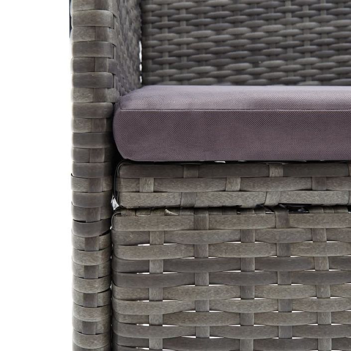 Mobilier à dîner de jardin et coussins 3pcs Résine tressée Gris 3 - Photo n°8