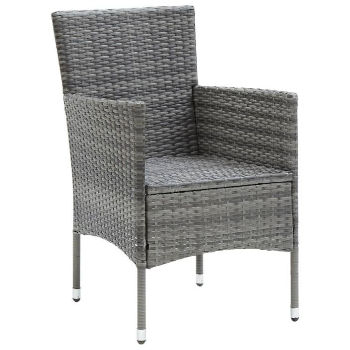 Mobilier à dîner de jardin et coussins 3pcs Résine tressée Gris 2 - Photo n°5