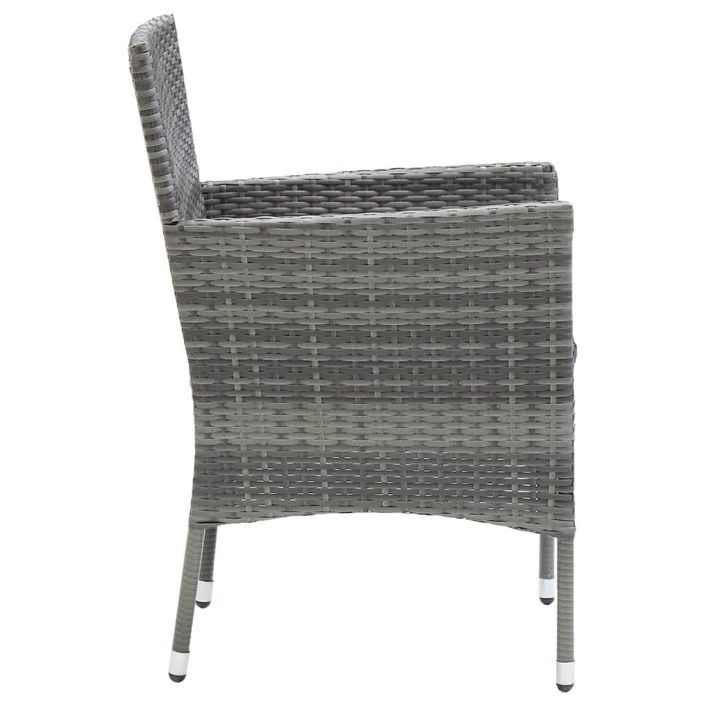 Mobilier à dîner de jardin et coussins 3pcs Résine tressée Gris 2 - Photo n°6