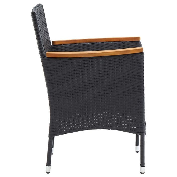 Mobilier à dîner de jardin et coussins 3pcs Résine tressée Noir 4 - Photo n°7