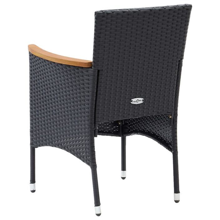 Mobilier à dîner de jardin et coussins 3pcs Résine tressée Noir 4 - Photo n°8