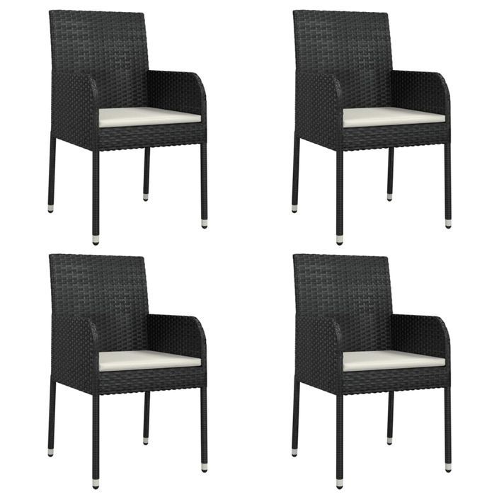 Mobilier à dîner de jardin et coussins 5pcs Noir Résine tressée - Photo n°4