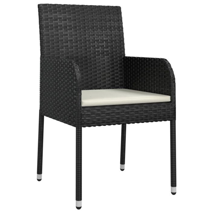 Mobilier à dîner de jardin et coussins 5pcs Noir Résine tressée - Photo n°5