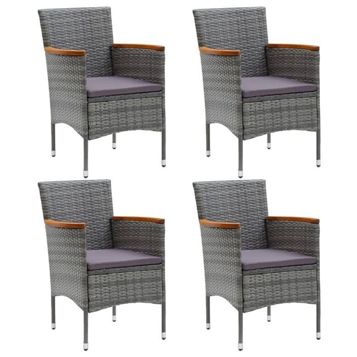 Mobilier à dîner de jardin et coussins 5pcs Résine tressée Gris 16 - Photo n°3