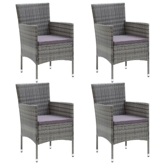 Mobilier à dîner de jardin et coussins 5pcs Résine tressée Gris 18 - Photo n°3