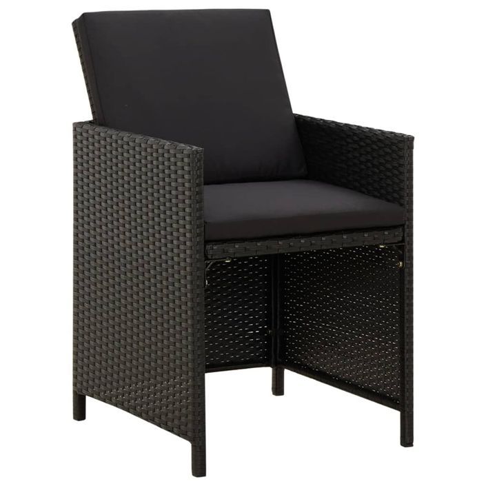 Mobilier à dîner de jardin et coussins 5pcs Résine tressée Noir 3 - Photo n°4