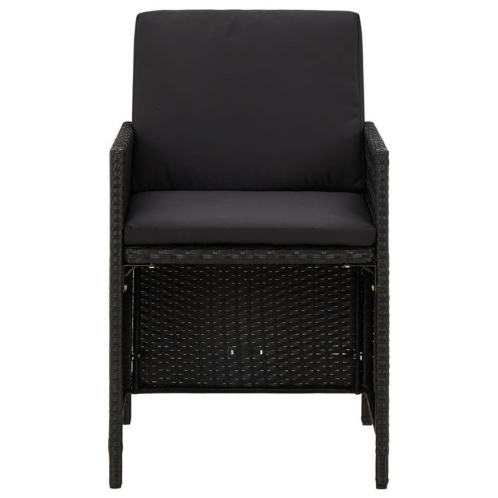 Mobilier à dîner de jardin et coussins 5pcs Résine tressée Noir 3 - Photo n°5