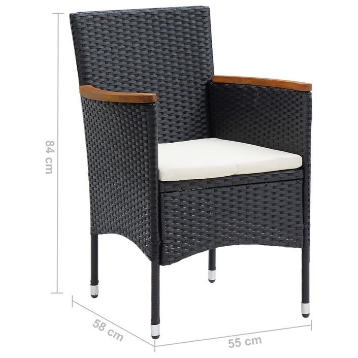 Mobilier à dîner de jardin et coussins 5pcs Résine tressée Noir 20 - Photo n°11