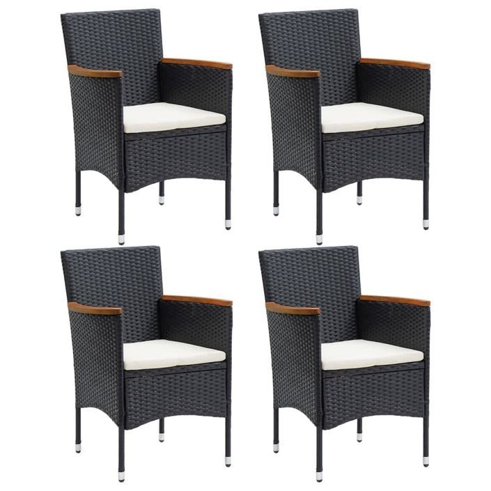 Mobilier à dîner de jardin et coussins 5pcs Résine tressée Noir 19 - Photo n°3